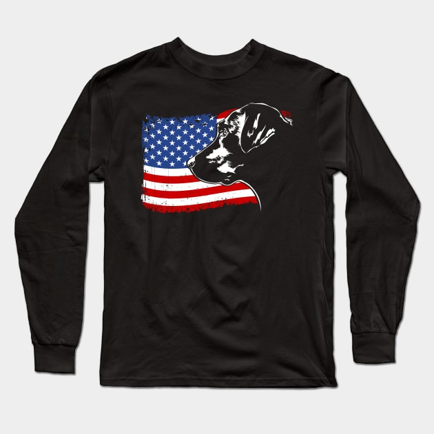 Proud Labrador Lab American Flag patriotic dog Long Sleeve T-Shirt by wilsigns